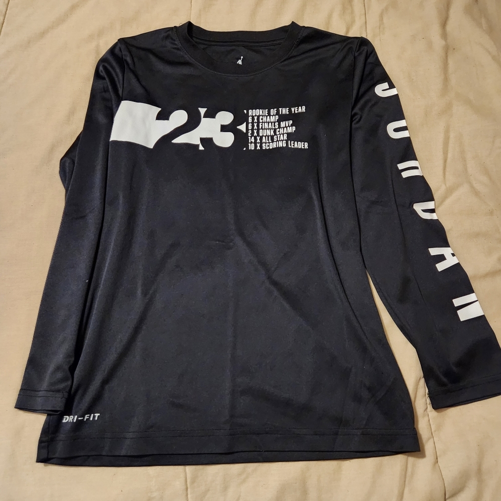 Jordan Black Long Sleeve Dri-FIT Tee with White 23 Graphic